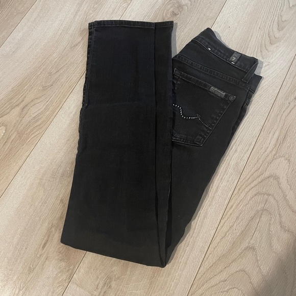 7 For All Mankind Black High Rise Jeans Size 25 Made In Italy - Picture 1 of 13